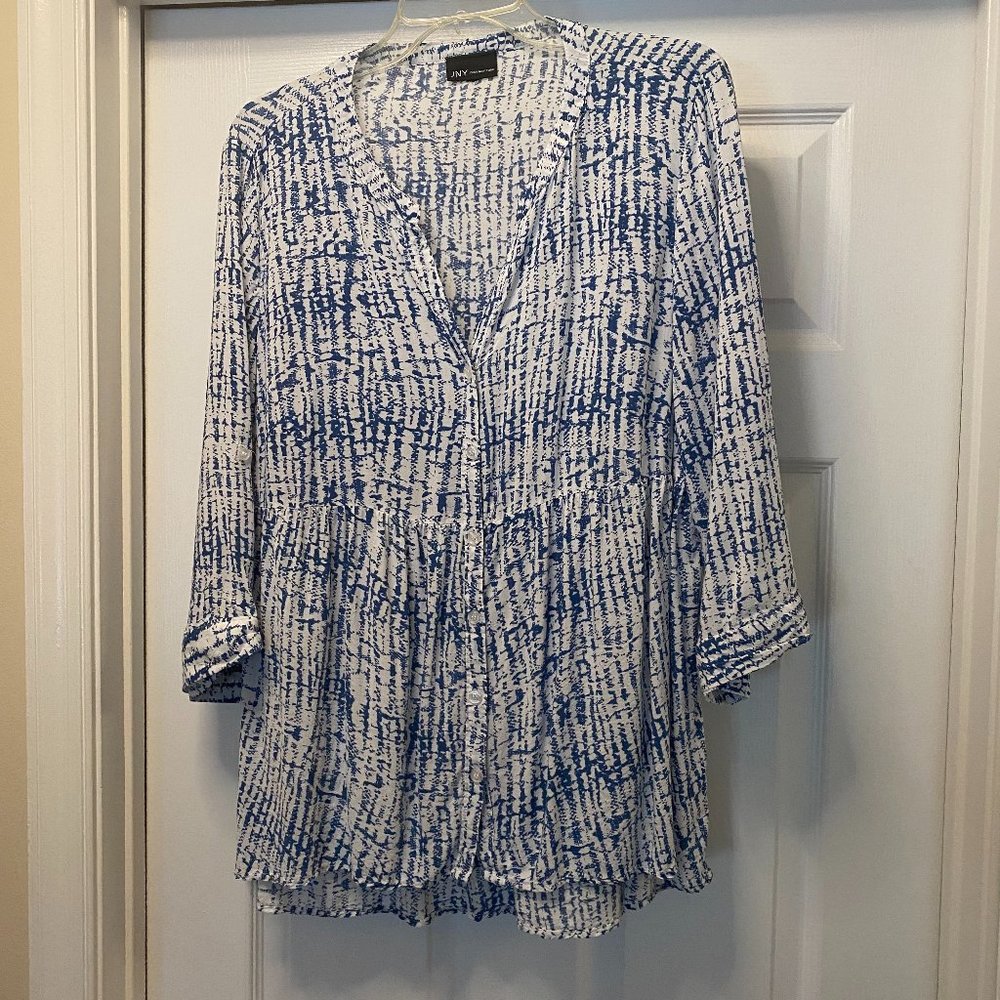 JNY Blue & White Women's 3/4 Sleeve